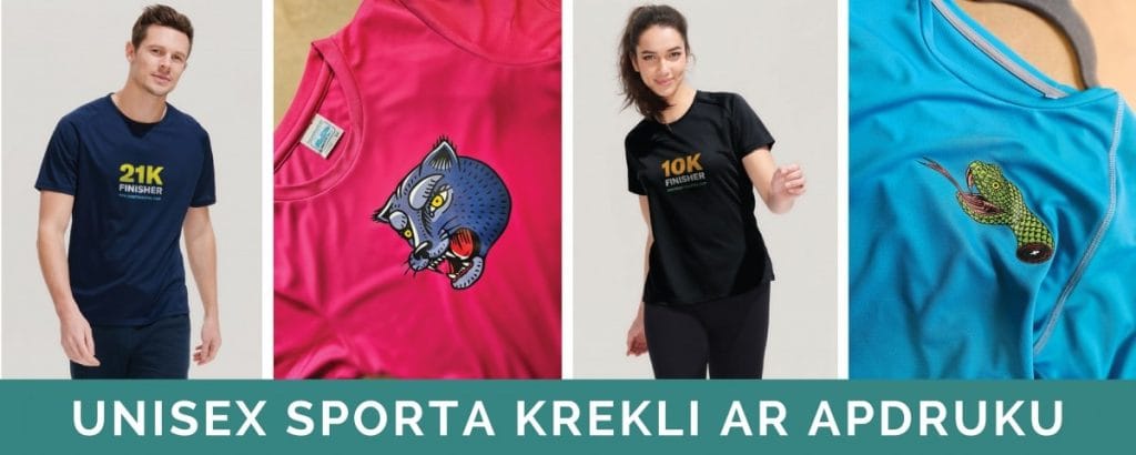 Unisex sporta krekli ar apdruku